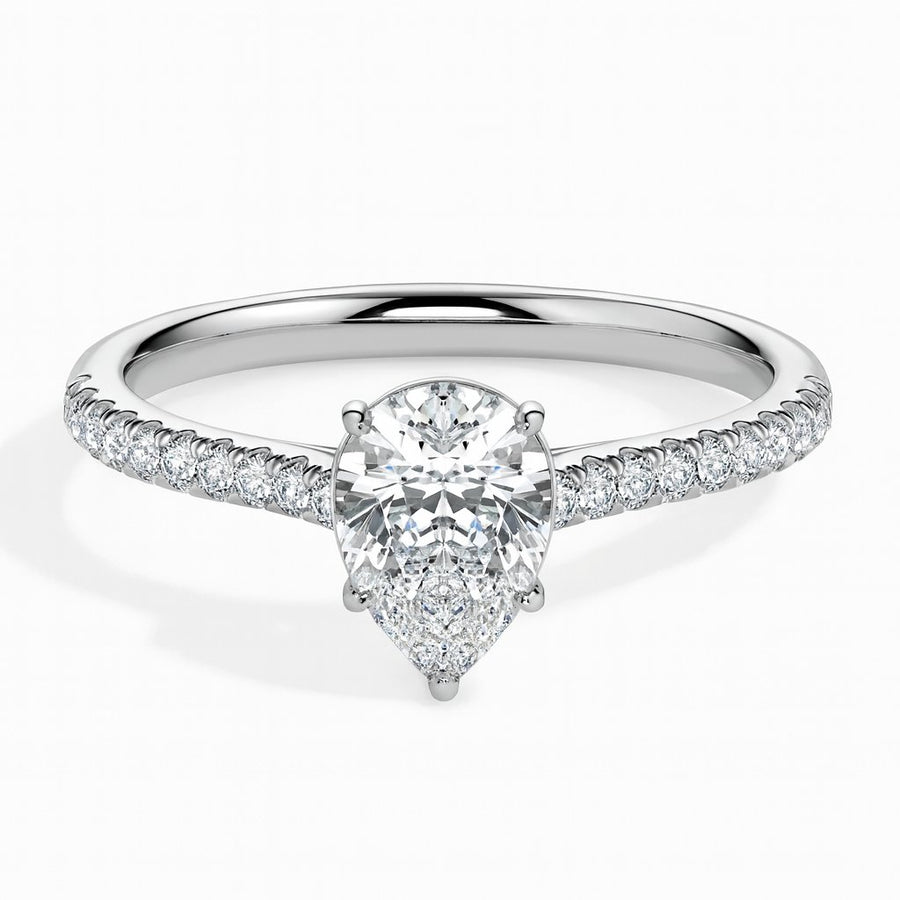 Philo Solitaire Pave Pear Ring