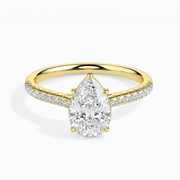 Philo Solitaire Pave Pear Ring
