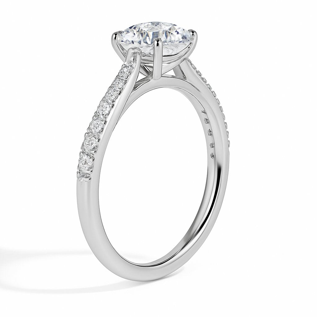 Pia Solitaire Pave Round Ring