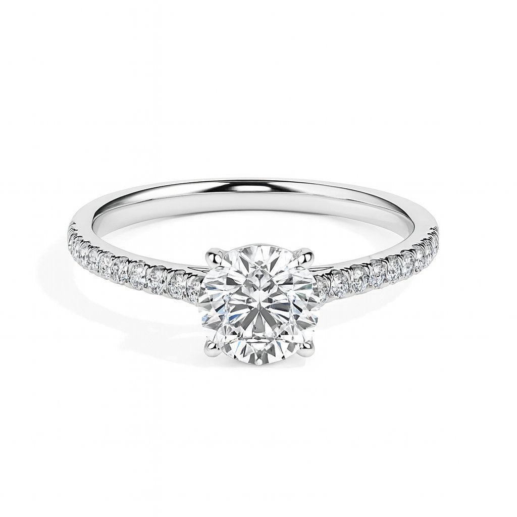 Pia Solitaire Pave Round Ring