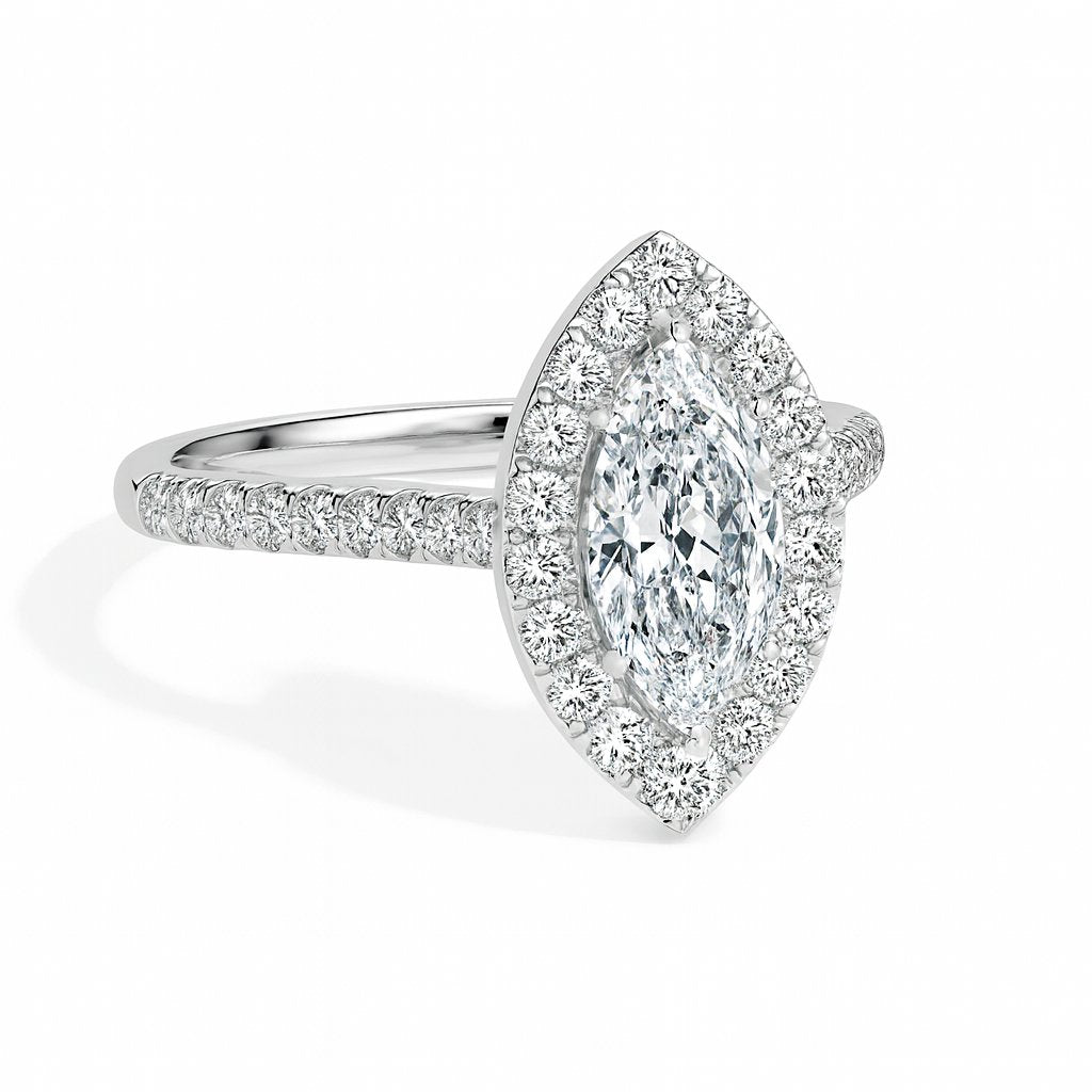 Pila Solitaire Halo Pave Marquise Ring-Dileti