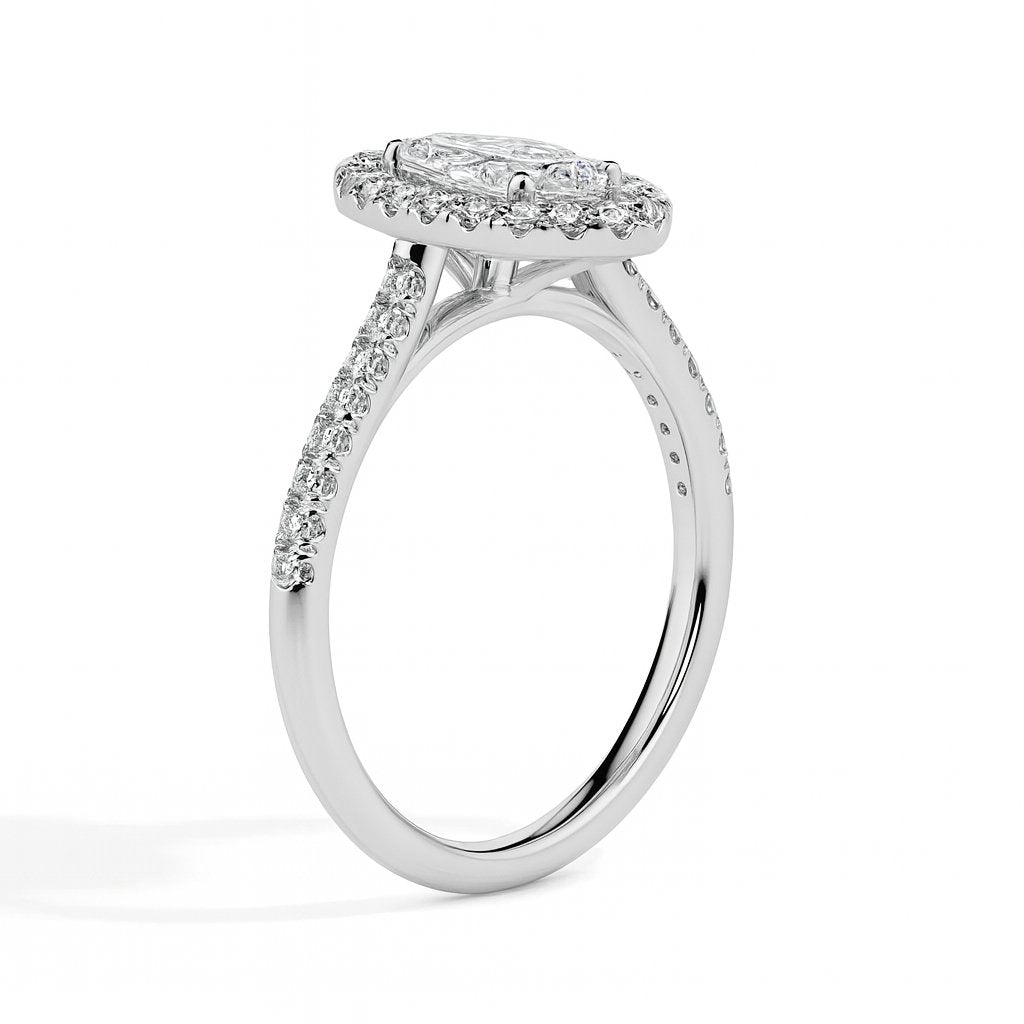 Pila Solitaire Halo Pave Marquise Ring-Dileti