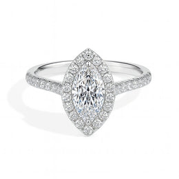 Pila Solitaire Halo Pave Marquise Ring-Dileti