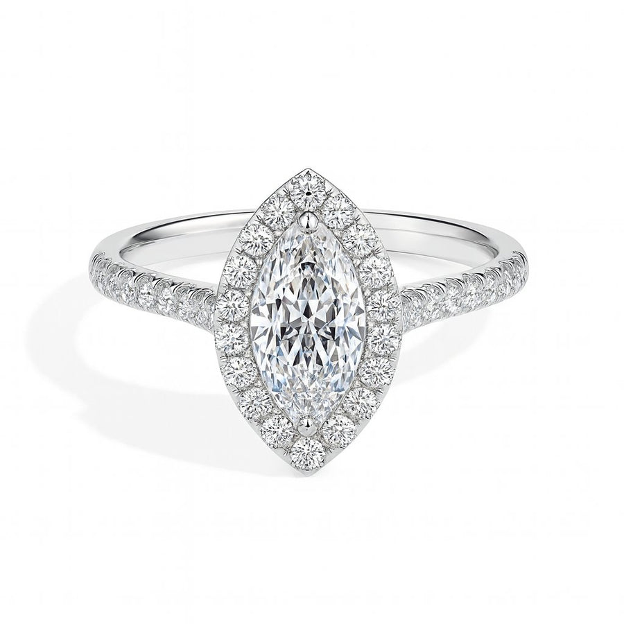 Pila Solitaire Halo Pave Marquise Ring
