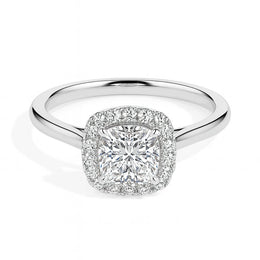 Prairie Solitaire Halo Cushion Ring-Dileti