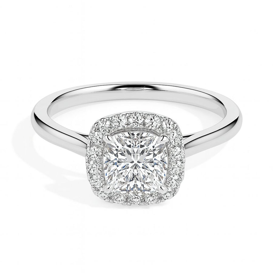 Prairie Solitaire Halo Cushion Ring