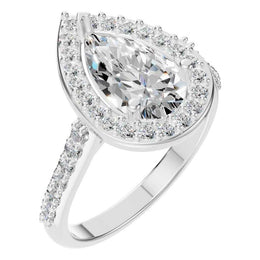 Pear Accented Halo Ring