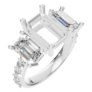 Accented Three Stone Ring - Emerald 10.14x6.61mm