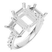 Accented Three Stone Ring - Emerald 10.14x6.61mm