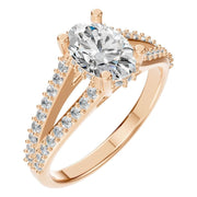 Accented Hidden Halo Ring - Oval 8x5.5mm