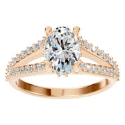 Accented Hidden Halo Ring - Oval 8x5.5mm