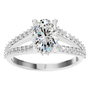 Accented Hidden Halo Ring - Oval 8x5.5mm