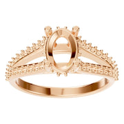 Accented Hidden Halo Ring - Oval 8x5.5mm