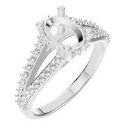 Accented Hidden Halo Ring - Oval 8x5.5mm