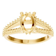 Accented Hidden Halo Ring - Oval 8x5.5mm