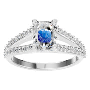 Split Shank Solitaire Ring - Emerald 7x5mm