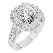 Cushion Accented Halo Ring