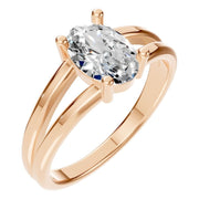 Split Shank Solitaire Ring - Oval 8x5.5mm