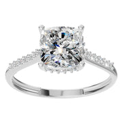Cushion Hidden Halo Ring