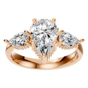 Three Stone Ring - Pear 10x6.5mm
