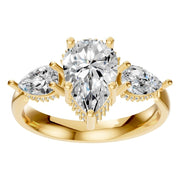 Three Stone Ring - Pear 10x6.5mm