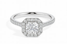 Sua Solitaire Halo Pave Asscher Ring-Dileti