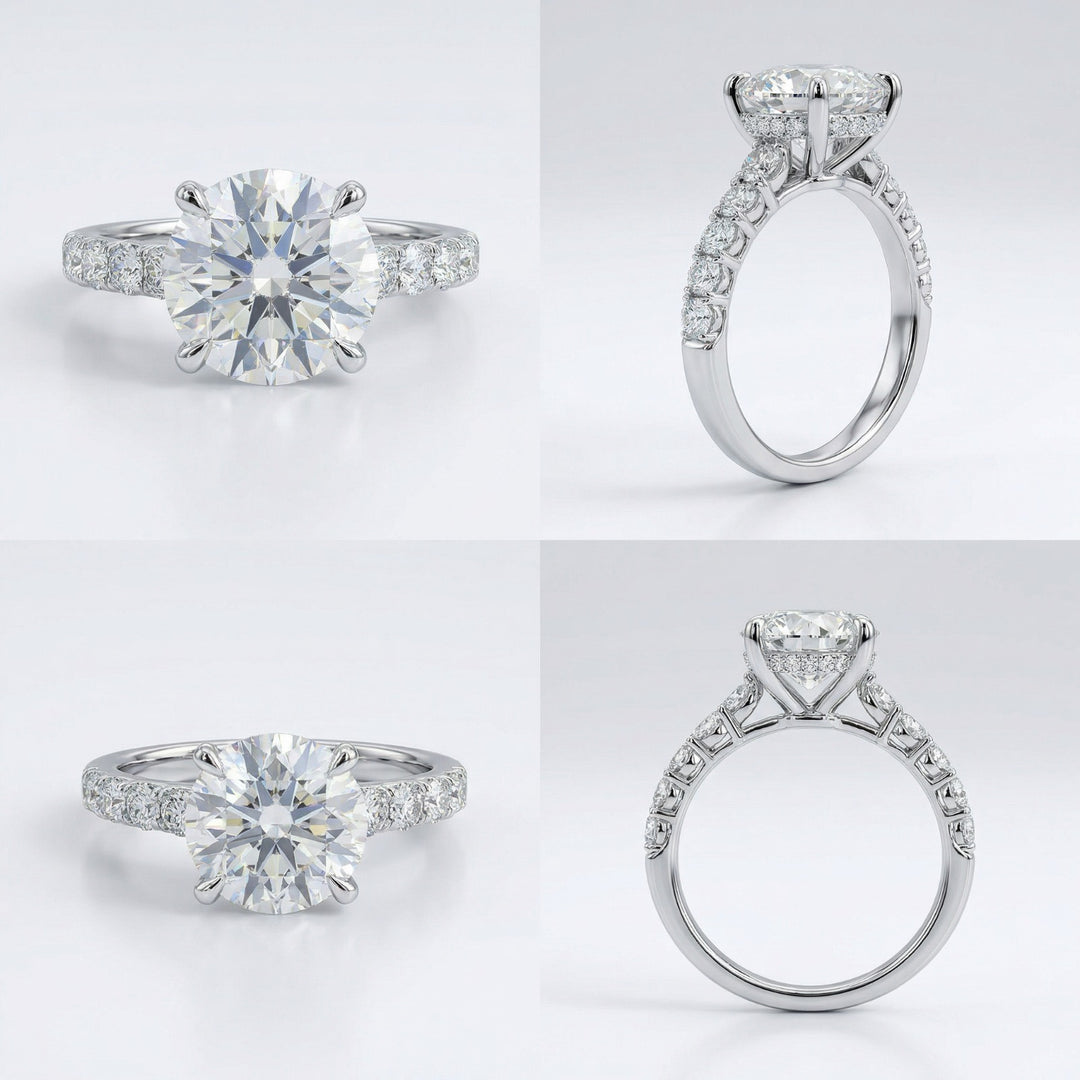 3.5 ctw Solitaire Pave Round Ring