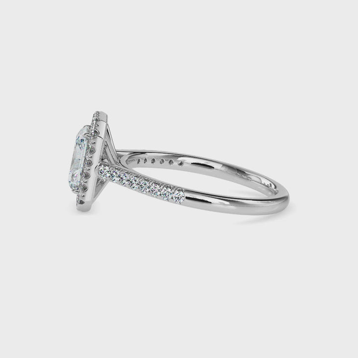 Maud Solitaire Halo Pave Radiant Ring