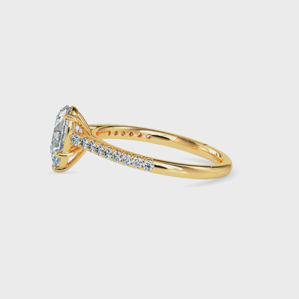 Philo Solitaire Pave Pear Ring