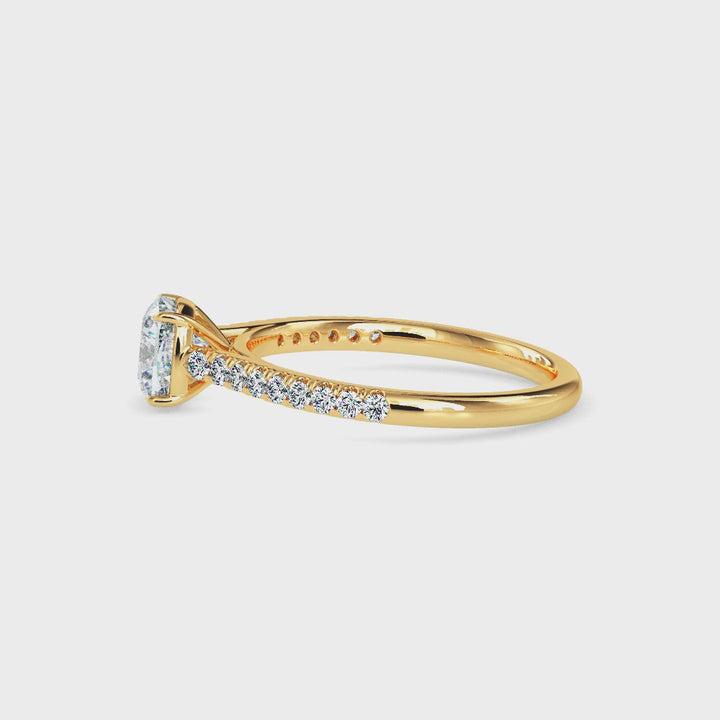 Nina Solitaire Pave Cushion Ring