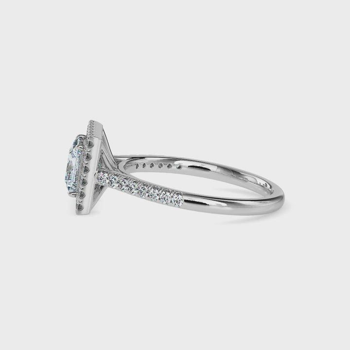 Jorja Solitaire Halo Pave Princess Ring