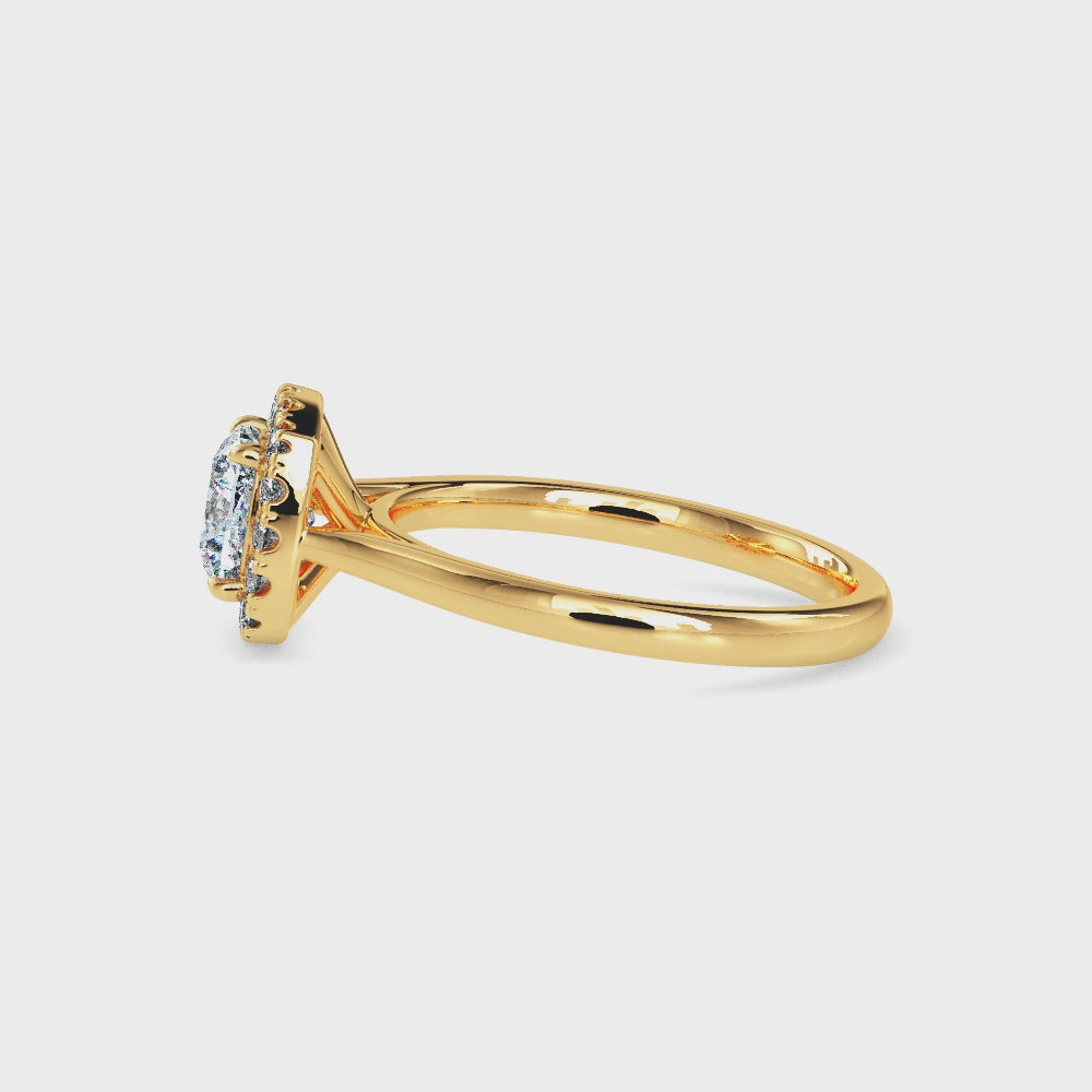 Prairie Solitaire Halo Cushion Ring