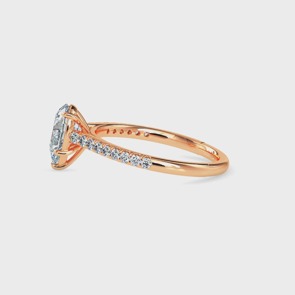 Philo Solitaire Pave Pear Ring