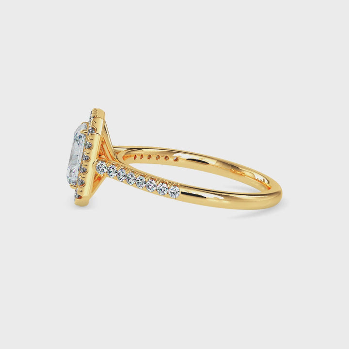 Maud Solitaire Halo Pave Radiant Ring