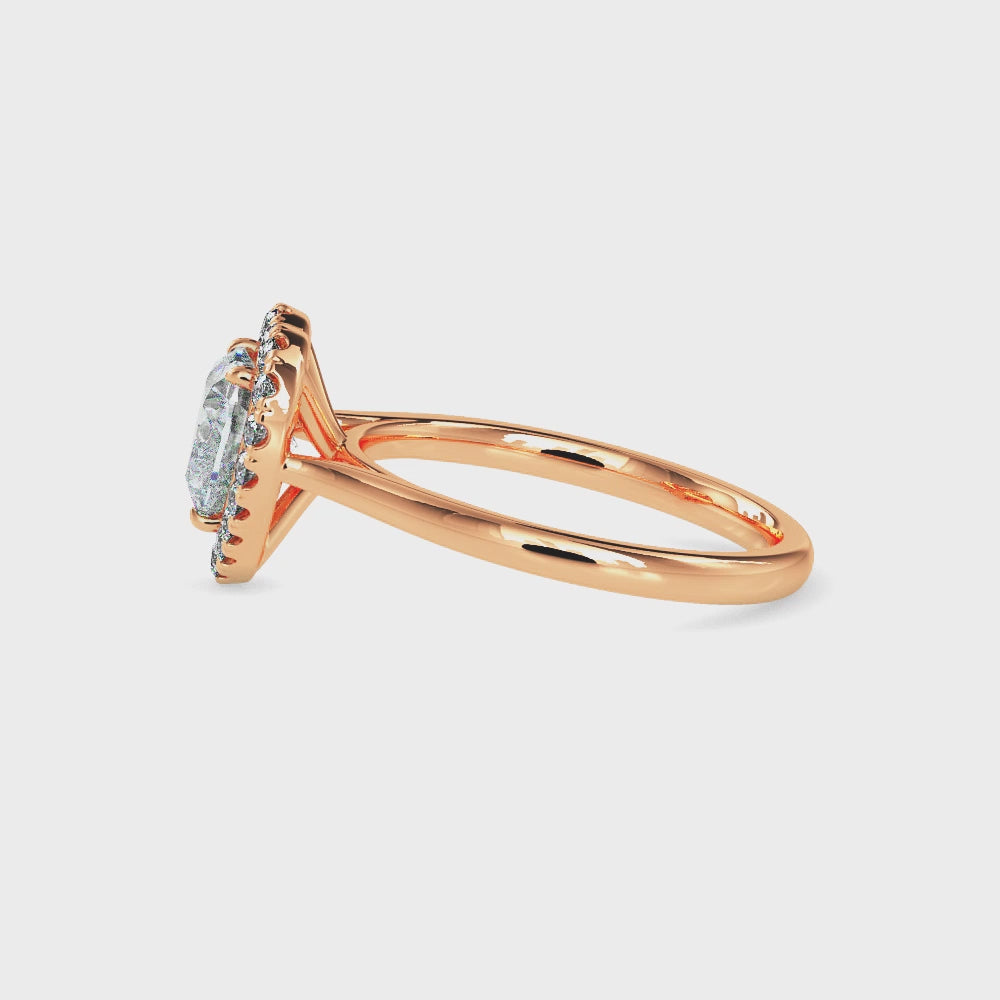 Paloma Solitaire Halo Heart Ring