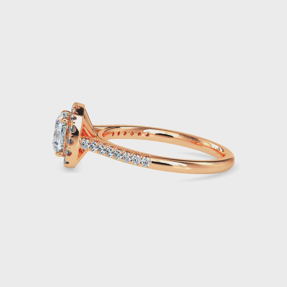 Nova Solitaire Halo Pave Cushion Ring