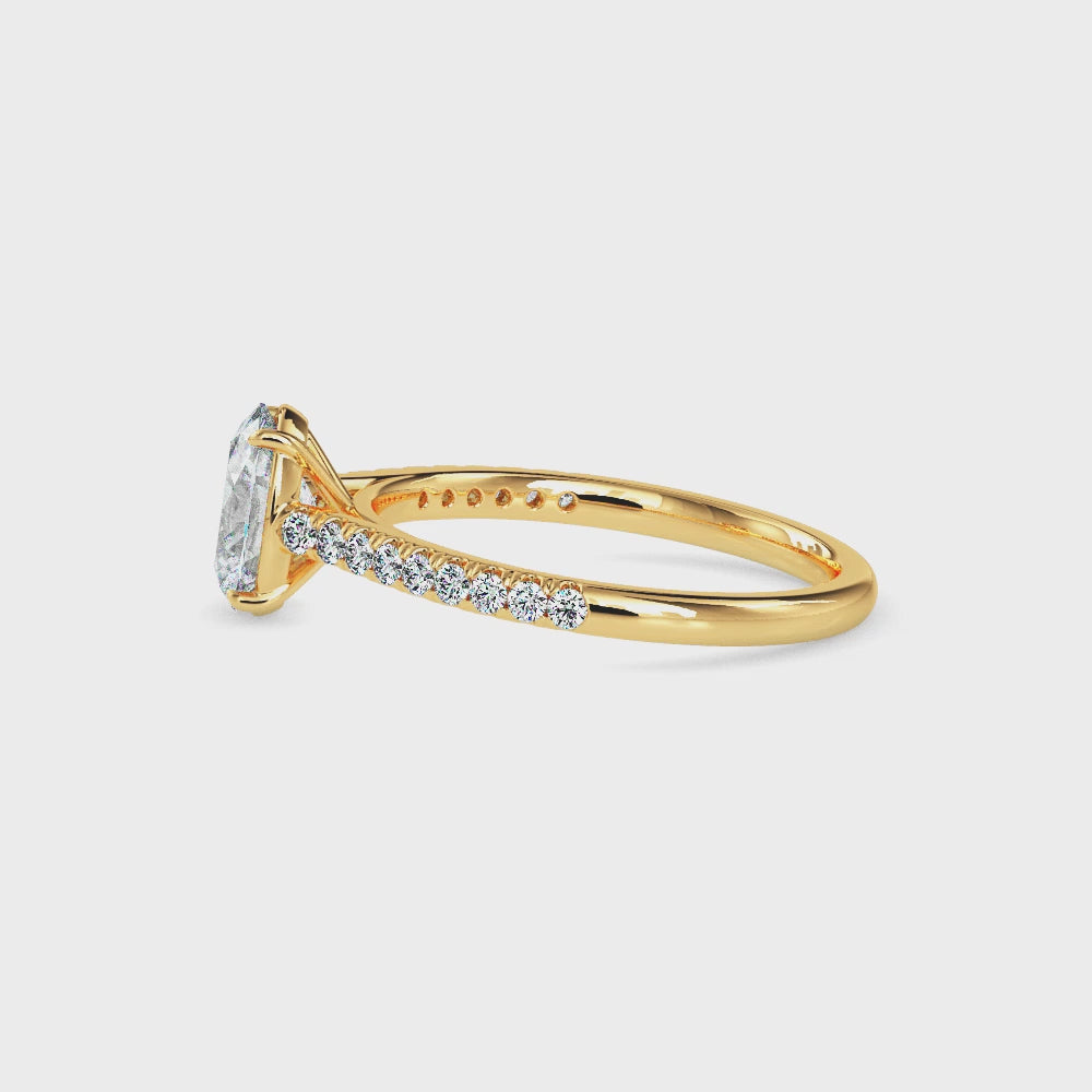 Olga Solitaire Pave Oval Ring