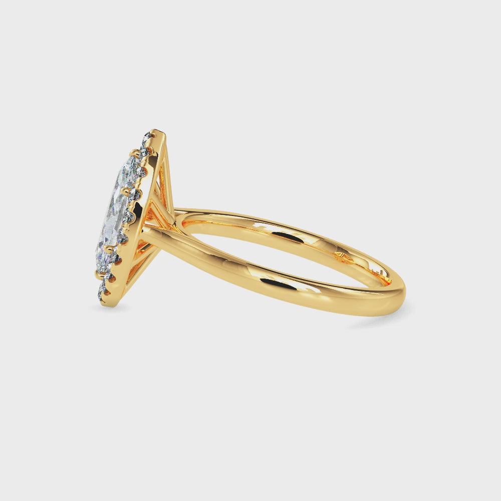 Fala Solitaire Halo Marquise Ring