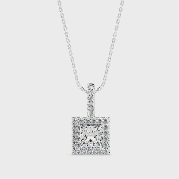 Vienna Solitaire Halo Princess Pendant