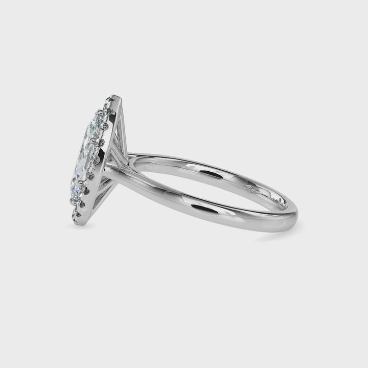 Fala Solitaire Halo Marquise Ring