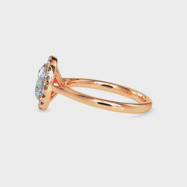 Florence Solitaire Halo Oval Ring