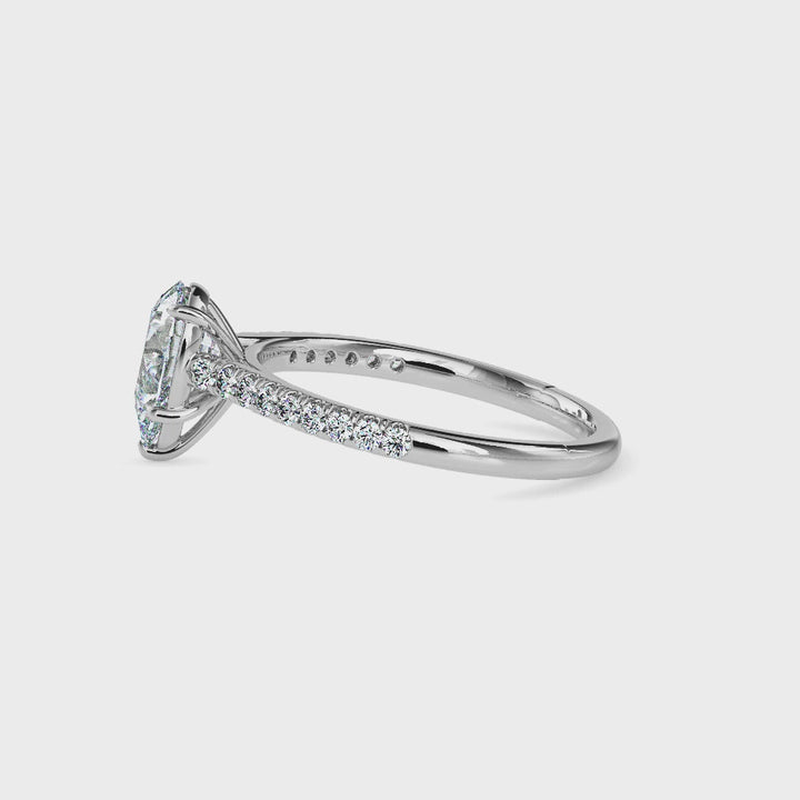 Philo Solitaire Pave Pear Ring