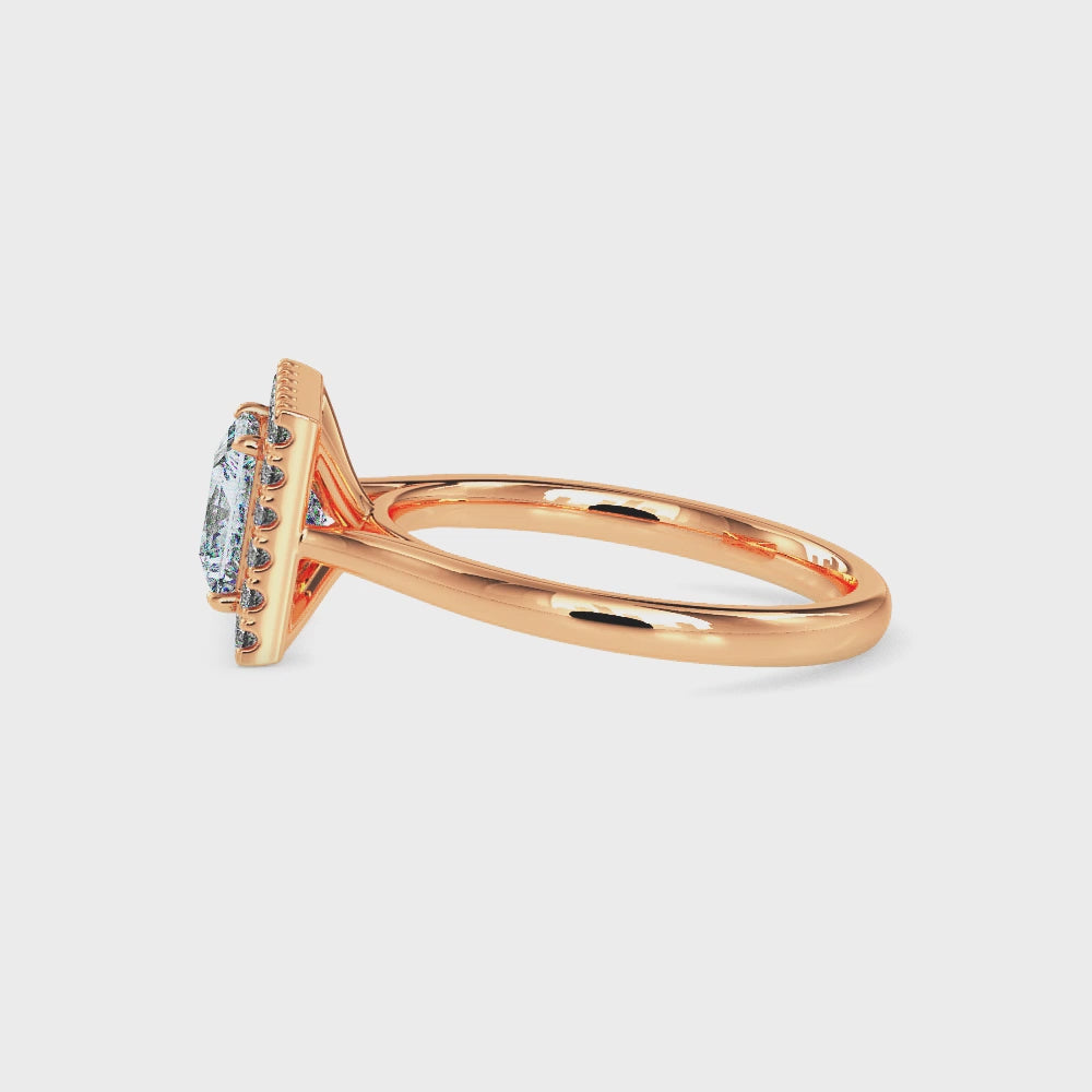 Playa Solitaire Halo Princess Ring