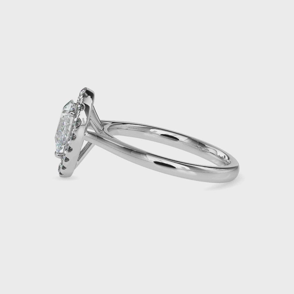 Monica Solitaire Halo Pear Ring