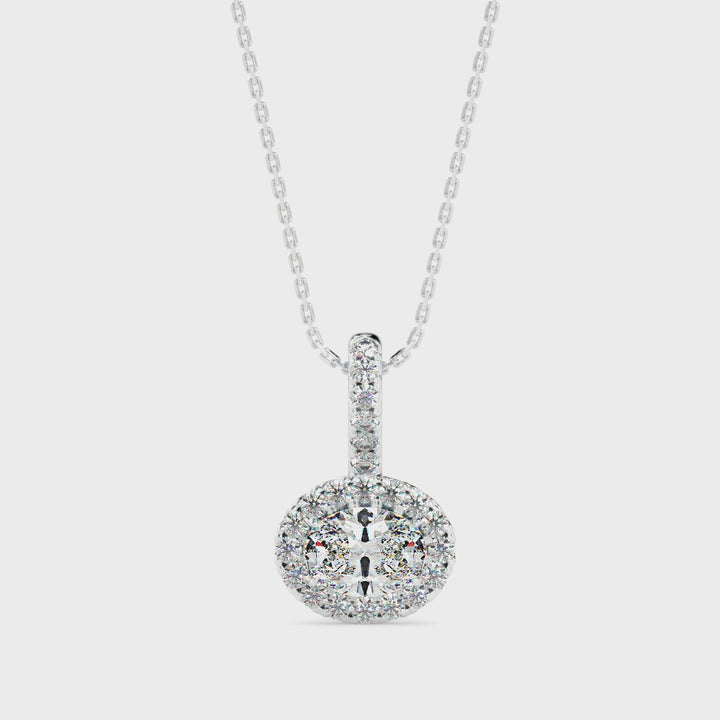 Athina Solitaire Halo Oval Pendant