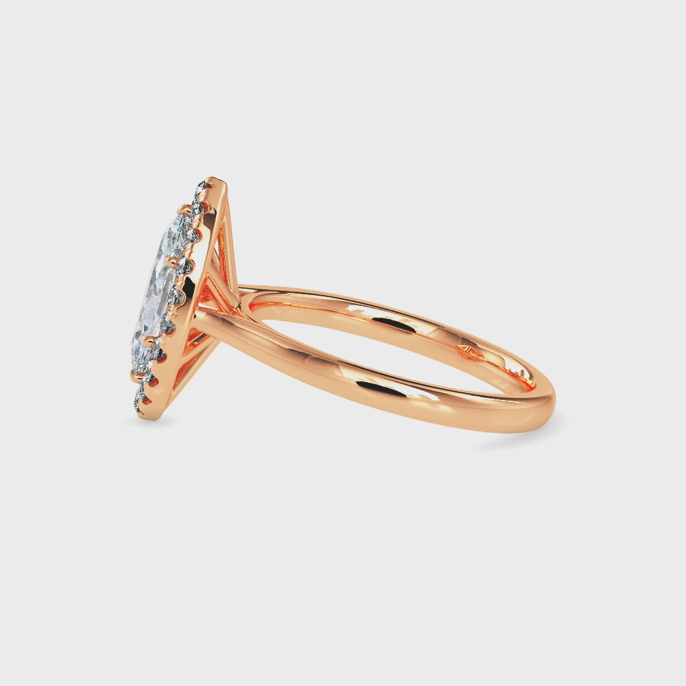 Fala Solitaire Halo Marquise Ring