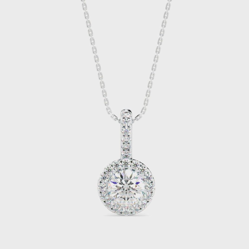 Antigua Solitaire Halo Round Pendant