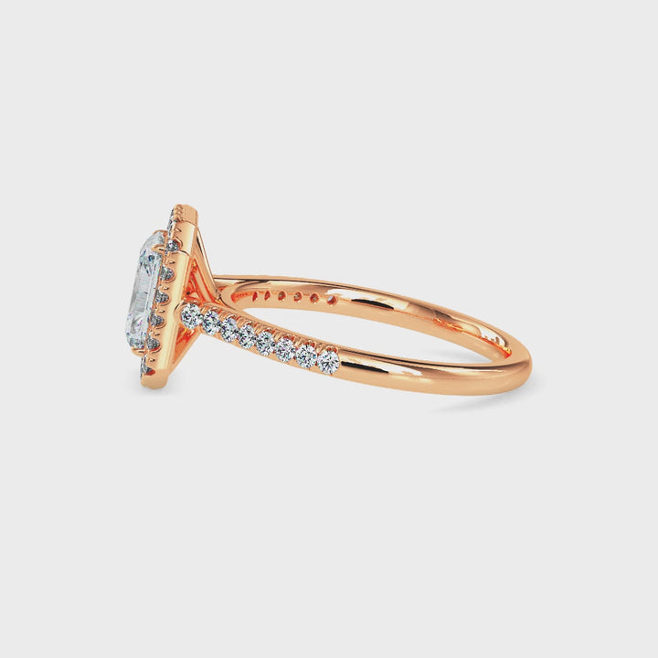 Maud Solitaire Halo Pave Radiant Ring