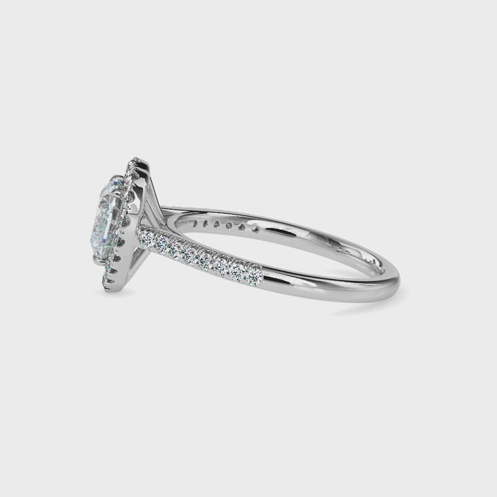 Olbia Solitaire Halo Pave Heart Ring